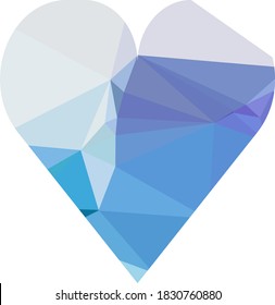 Blue heart isolated on white background. Geometric rumpled triangular low poly origami style gradient graphic illustration. Vector polygonal design for your business