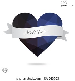 Blue heart isolated on white background. Geometric rumpled triangular low poly origami style gradient graphic illustration. Vector polygonal design for your business. Blue heart isolated on white background. Geometric rumpled triangular low poly origami style gradient graphic illustration. Vector polygonal design for your business.
