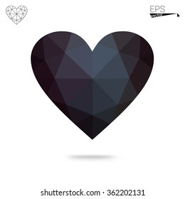 Blue heart isolated on white background. Geometric rumpled triangular low poly origami style gradient graphic illustration. Vector polygonal design for your business.