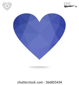 Blue heart isolated on white background. Geometric rumpled triangular low poly origami style gradient graphic illustration. Vector polygonal design for your business. Blue heart isolated on white background. Geometric rumpled triangular low poly origami style gradient graphic illustration. Vector polygonal design for your business.
