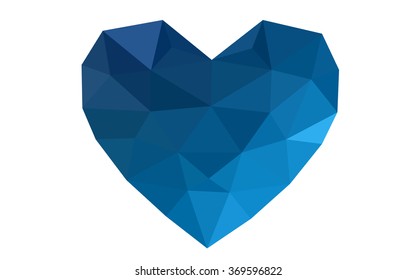 Blue heart isolated on white background. Geometric rumpled triangular low poly origami style gradient graphic illustration. Vector polygonal design for your business. Blue heart isolated on white background. Geometric rumpled triangular low poly origami style gradient graphic illustration. Vector polygonal design for your business.