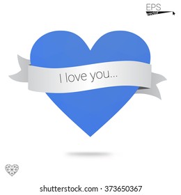 Blue heart isolated on white background. Geometric rumpled triangular low poly origami style gradient graphic illustration. Vector polygonal design for your business.