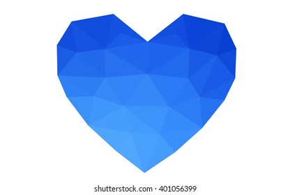 Blue heart isolated on white background. Geometric rumpled triangular low poly origami style gradient graphic illustration. Vector polygonal design for your business. Blue heart isolated on white background. Geometric rumpled triangular low poly origami style gradient graphic illustration. Vector polygonal design for your business.
