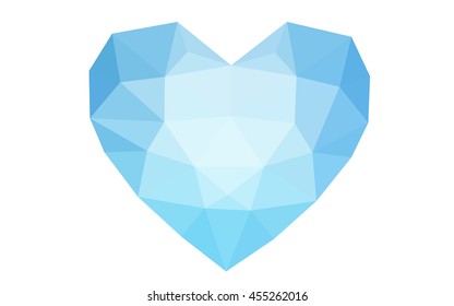 Blue heart isolated on white background. Geometric rumpled triangular low poly origami style gradient graphic illustration. Blue heart isolated on white background. Geometric rumpled triangular low poly origami style gradient graphic illustration.