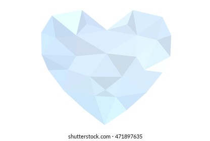 Blue heart isolated on white background. Geometric rumpled triangular low poly origami style gradient graphic illustration. Vector polygonal design for your business.