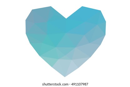 Blue heart isolated on white background. Geometric rumpled triangular low poly origami style gradient graphic illustration. Vector polygonal design for your business.