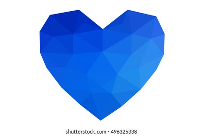 Blue heart isolated on white background. Geometric rumpled triangular low poly origami style gradient graphic illustration. Vector polygonal design for your business.