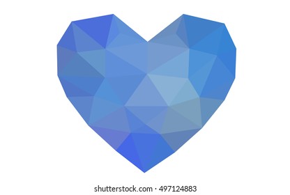 Blue heart isolated on white background. Geometric rumpled triangular low poly origami style gradient graphic illustration. Vector polygonal design for your business. Blue heart isolated on white background. Geometric rumpled triangular low poly origami style gradient graphic illustration. Vector polygonal design for your business.