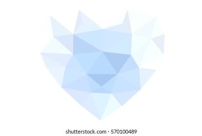 Blue heart isolated on white background. Geometric rumpled triangular low poly origami style gradient graphic illustration. Vector polygonal design for your business.