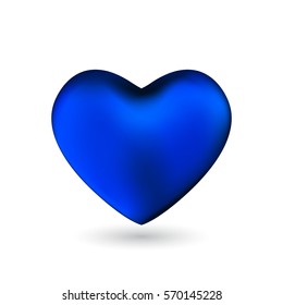 Blue heart isolated on white background. Happy Valentine's day greeting template. Vector illustration.