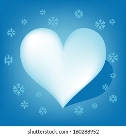 Blue Heart with Koch snowflake vector 