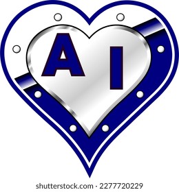Blue heart with letters A and I, vector illustration for married couples, boyfriends, friends, parents and children, beautiful illustrative. God is good!