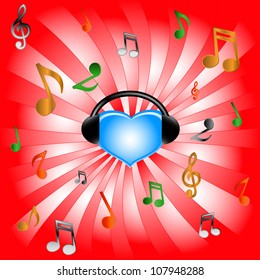 Blue heart and music