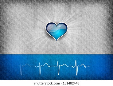 blue heart on the grey background