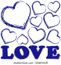 blue heart on a white background. love