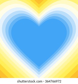 Blue heart on yellow background. vector illustration