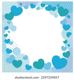 Blue heart and pattern square frame that can be used for White Day and Father's Day