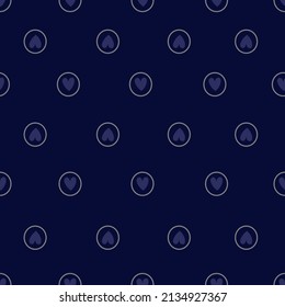 Blue heart polka dot vector seamless pattern. Hand drawn style valentines love background.