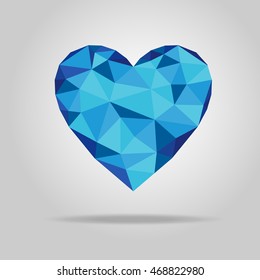 blue heart, polygon heart