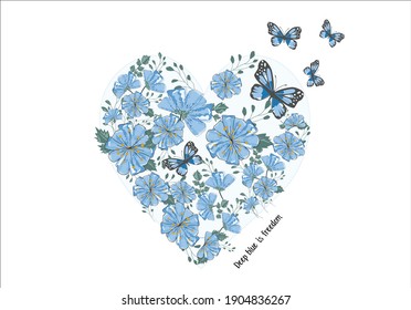 blue heart positive quote flower design margarita 
mariposa
stationery,mug,t shirt,phone case fashion slogan  style spring summer sticker fashion design