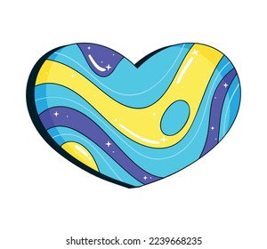 blue heart psychedelic style icon