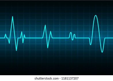 Blue Heart pulse monitor with signal. Heart beat. ekg icon wave