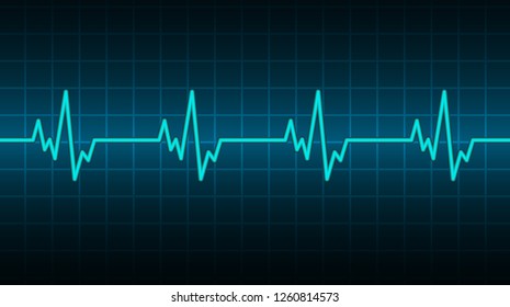 Blue Heart pulse monitor with signal. Heart beat. ekg icon wave