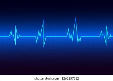 Blue Heart pulse monitor with signal. Heart beat. ekg icon wave