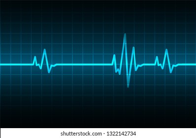 Blue Heart pulse monitor with signal. Heart beat. ekg icon wave