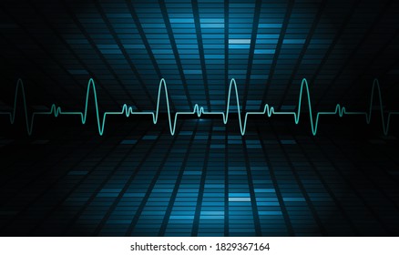 Monitor de pulso del corazón azul con señal. Golpe de corazón. onda de iconos ekg