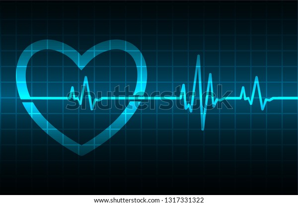 Blue Heart Pulse Monitor Signal Heart Stock Vector Royalty Free 1317331322 Shutterstock 8038