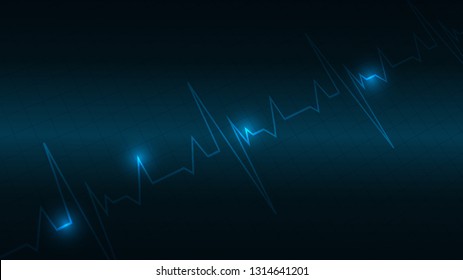 Blue heart pulse signal on monitor.