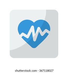 Blue Heart Rate Pulse icon on grey rounded square button on white