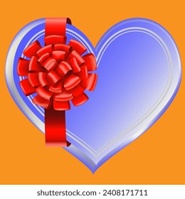 blue heart with red ribbon