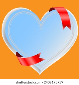 blue heart with red ribbon