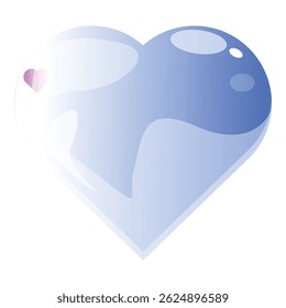 El corazón azul está reflejando la luz sobre un fondo blanco
