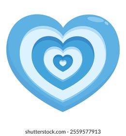 Blue heart repeating its shape inside itself, getting smaller with each repetition