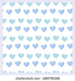 Patrón transparente de corazón azul sobre fondo blanco para el Día de San Valentín, papel tapiz, impresión, superficie, embalaje, escraf, scrapbook, etc.