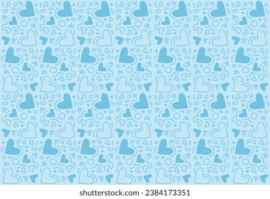 blue heart seamless patterns background Valentine day, baby shower vector. pastel color endless doodle backgrounds with hearts. For paper, textiles, cards, wedding, baby shower