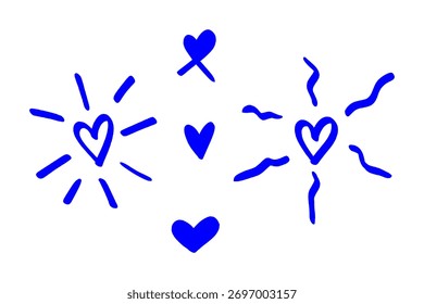 Blue Heart Set - coleção de vetor moderno de formas mínimas e elementos de design criativo