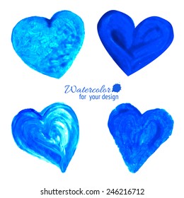 Blue heart set on a white background. Acrylic.Vector illustration