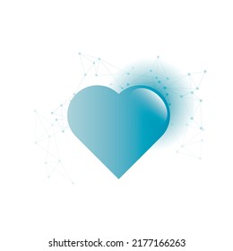 Blaues Herz mit Schatten. Vektorgrafik. Logo-Herzdesign