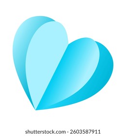 Blue heart shape paper cut element