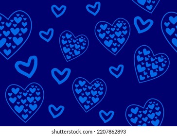 Blue heart shape pattern for fabric print