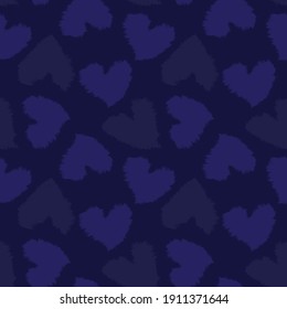 Blue Heart shaped brush stroke seamless pattern background for fashion textiles, graphics