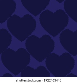 Blue Heart shaped brush stroke seamless pattern background for fashion textiles, graphics