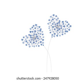 blue heart shaped dandelion valentines day eps10