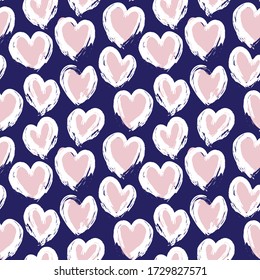 Blue Heart shaped Valentine’s Day seamless pattern background for fashion textiles, graphics