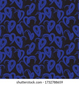 Blue Heart shaped Valentine’s Day seamless pattern background for fashion textiles, graphics