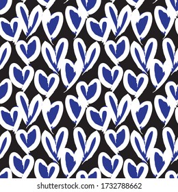 Blue Heart shaped Valentine’s Day seamless pattern background for fashion textiles, graphics